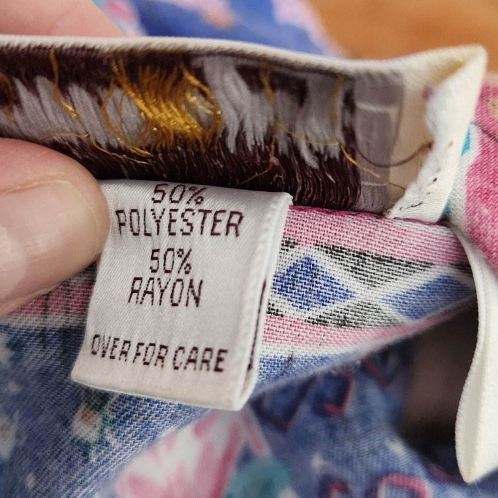 80s Floral Printed Patchwork Top - image 5